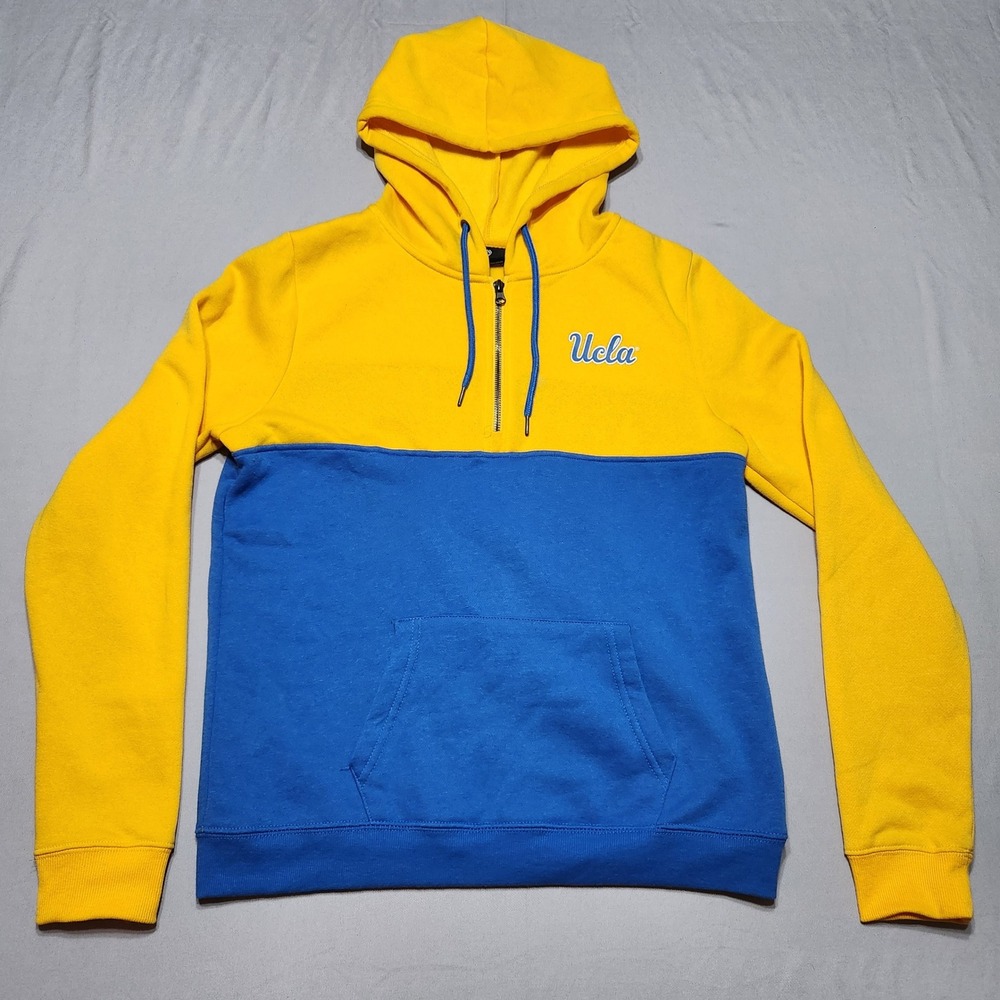 Colosseum UCLA Bruins Womens Large Quarter Zip Hoodie Colorblock‎ Blue Yellow L